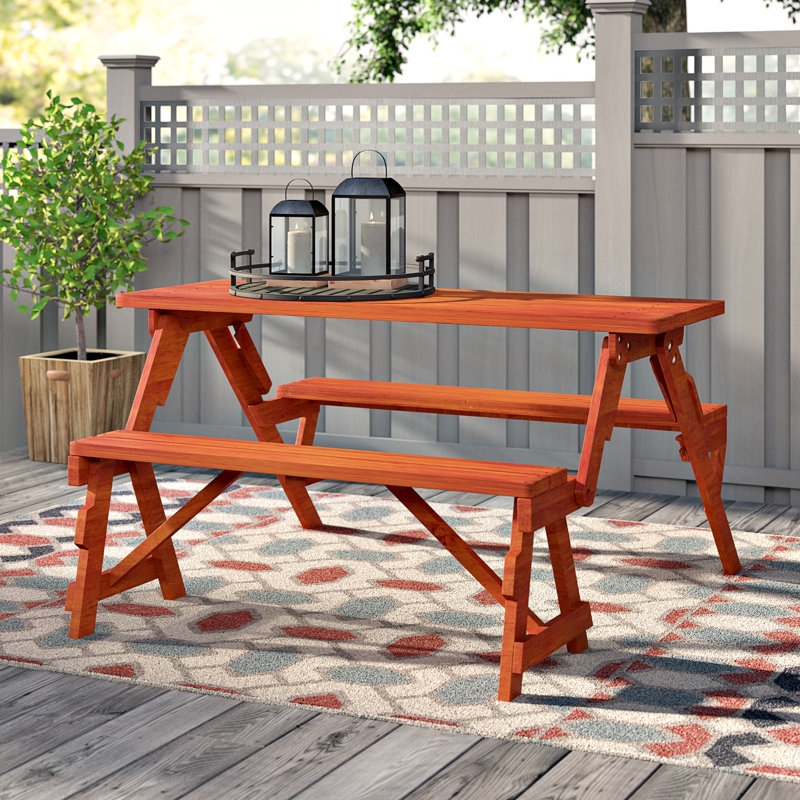 Andover Mills Dreiling Convertible Wooden Picnic Table & Garden Bench